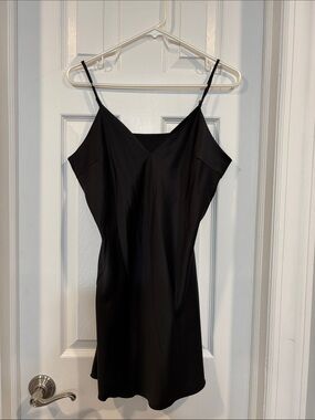 Simple Black Slip Dress with Spaghetti Straps